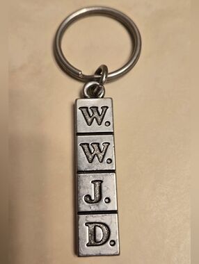 Silver Initial Block Keychain W.W.J.D.